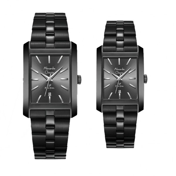 Alexandre Christie AC 1037 Full Black Steel Couple